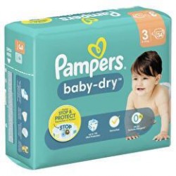 PAMPERS COUCHE BABY-DRY TAILLE 3 (6-10KG) - 34 COUCHES